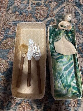Bamboo-Handle Mother of Pearl Serving Set